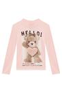 Blusa Infantil Manga Longa em Cotton Ursinha Teddy com Coração em Pelinhos - Kukie Blusa Infantil Manga Longa em Cotton Ursinha Teddy com Coração em Pelinhos - Kukie