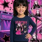 Blusa Infantil Manga Longa Huntrix Personagens Zoey e Mira