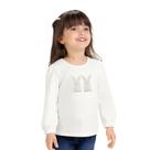 Blusa Infantil Manga Longa Off-White Coelhinhos Bordados Pérolas Milon Tamanho:2 anos