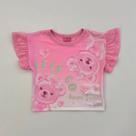 Blusa Infantil Menina Cinti Rosa Ursinho com Strass Verão Moda Kids 12639