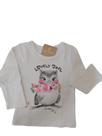 Blusa Infantil Menina em Meia Malha Branca Camiseta Feminina Manga Longa Up baby