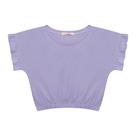 Blusa Infantil Menina Manga Curta Básica Em Cotton Com Elástico - Lilás