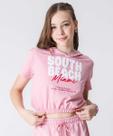 Blusa Juvenil Cropped Estampado Capuz Marisa Tam 10 a -78078