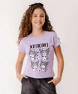 Blusa Juvenil Manga Curta Kuromi Sanrio Tam 10 a 16-24125