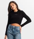 Blusa Juvenil Manga Longa Minty Preto