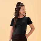 Blusa Juvenil Menina Hits Algodão com Manga Balonê Preta