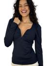 Blusa K2B com bojo manga longa princesa decote em V Tailane Blusa K2B com bojo manga longa princesa decote em V Tailane