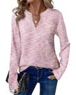 Blusa KIRUNDO de malha waffle com decote em V e manga comprida para mulheres