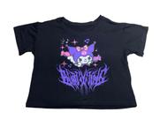 Blusa Kuromi Hello Kitty Blusinha Camiseta Cropped Feminino Baby Look Sf384 Blusa Kuromi Hello Kitty Blusinha Camiseta Cropped Feminino Baby Look Sf384
