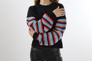 Blusa lã inverno manga colorida