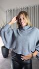 Blusa Larga com Gola Canelada e Manga Borboleta