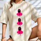 Blusa Larga Round 6 Branca Unissex Jogo do Polvo Estampa Guardas Vermelhos