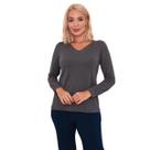 Blusa lia gola v (do m ao g1), blusa manga longa, com punho