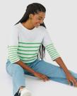 Blusa Listrada Feminina Manga 3/4 Em Algodão Blusa Listrada Feminina Manga 3/4 Em Algodão