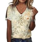 Blusa LOAIHA Floral para mulheres de manga curta com decote em V de verão