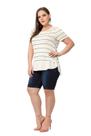 Blusa Lunender Listrada com Recorte Azul Blusa Lunender Listrada com Recorte Azul