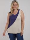 Blusa Malha Autentique Plus Size Feminina AREIA/AREIA/AZUL
