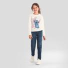 Blusa Malha Longa Menina do Stitch Off White - Brandili