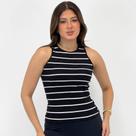 Blusa Malwee Regata Gola Redonda Listrada Feminina