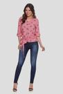 Blusa Manga 3/4 com Laço Tecido Vermelho
