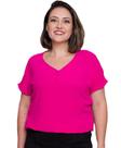 Blusa Manga Curta Com Detalhes Plus Size Feminina