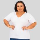 Blusa Manga Curta Decote V Plus Size