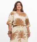 Blusa Manga Curta Feminina Plus Size Secret Glam Bege