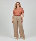 Blusa Manga Curta Feminina Plus Size Secret Glam Marrom