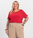 Blusa Manga Curta Feminina Plus Size Secret Glam Vermelho