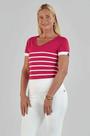Blusa Manga Curta Gola V Viscose Stretch Listrada Juanna - Conforto e Estilo