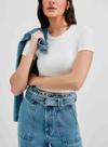 Blusa Manga Curta Hering 4F8L Feminina Cropped Canelada Algodão T. P/XXG