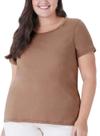 Blusa Manga Curta Malwee 1000087841 Feminina Plus Size Meia Malha T. G1/G4