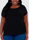 Blusa Manga Curta Malwee 1000100365 Feminina Plus Size Viscose e Stretch T. G1/G4