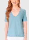Blusa Manga Curta Malwee 1000129026 Feminina Decote V Malha Linho T. P/XGG
