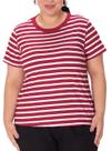 Blusa Manga Curta Malwee 1000137403 Feminina Plus Size Listrada Algodão T. G1/G3