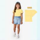 Blusa Manga Curta Menina 1 a 3 anos Trick Nick Bolso Detalhe Renda Amarela