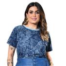 Blusa Manga Curta Moletom Indigo Midi Size 42 Ao 46