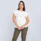 Blusa Manga Curta Muscle Algodão Bordada Moda Elegante Top