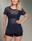 Blusa Manga Curta Tule Transparente Fitness Treino Academia
