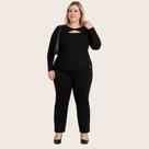 Blusa Manga Longa Canelada Plus Size- Cereja Rosa
