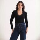 Blusa Manga Longa Com Detalhes De Renda Revanche Feminino Mongólia