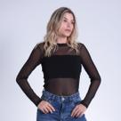 Blusa Manga Longa Com Tule Feminina Revanche Ballsha