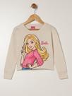 Blusa Manga Longa Cropped Infantil Para Menina - BEGE