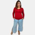 Blusa Manga Longa de Malha Viscolycra Lisa Renda no Busto Blusa Manga Longa de Malha Viscolycra Lisa Renda no Busto
