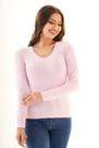 Blusa Manga Longa Decote Careca Canelado Largo