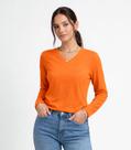 Blusa Manga Longa Decote V Básica Select Laranja