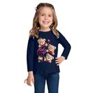 Blusa Manga Longa em Cotton Estampa Ursinhos Marinho - Kyly