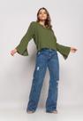 Blusa Manga Longa Flare Viscolinho Verde Salvatore