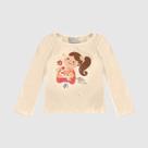 Blusa Manga Longa Infantil Menina Algodão Leve Rosa Bege