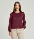 Blusa Manga Longa Jaquard Acetinado Onças Feminina Vermelho